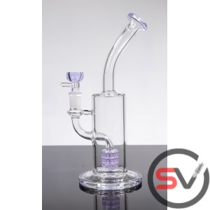 THREE CLEAR RINGS GLASS WATER PIPE PURPLE 10inch